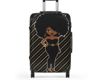 African American Woman Black Woman Rolling Suitcase Gift for Her Travel Gift Vacation Suitcase