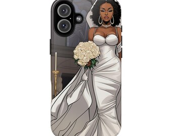 iPhone 16, iPhone 16 Pro, iPhone 16 Plus, iPhone 16 Pro Max Tough Cases African American Bride Black bride wedding Dress Wedding Gown