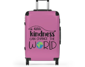 Kindness Can Change the World Peace Vacation Suitcase Travel Luggage Wedding or Honeymoon Suitcase - Pink  (3 sizes)