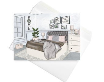 Happy at Home Motivational Cozy Housewarming New Home Welcome Home Blank Inside Greeting card Includes Envelope
