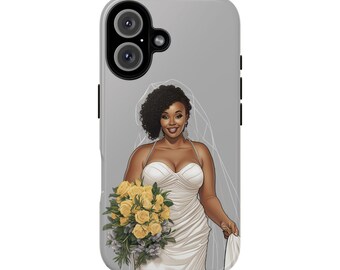 iPhone 16, iPhone 16 Pro, iPhone 16 Plus, iPhone 16 Pro Max Tough Cases African American Bride Black bride wedding Dress Wedding Gown