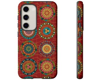Samsung Galaxy S23 Samsung Galaxy S23 Plus Samsung Galaxy S23 Ultra Tough Cases Blue Coral Green Yellow Circles Round Colors