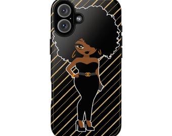 iPhone 16, iPhone 16 Pro, iPhone 16 Plus, iPhone 16 Pro Max Tough Cases African American Woman Black Woman