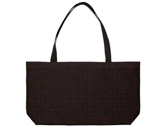 African Pattern Weekender Tote Bag, Travel Bag, Overnight Bag, Shopping Bag, Beach Bag, Red and Black Tote