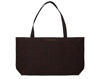 PERSONALIZED African Pattern Weekender Tote Bag Travel Bag Overnight Bag Shopping Bag Beach Bag Red and Black Tote - Add Your Custom Wording