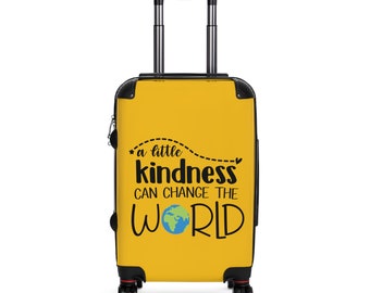 Kindness Can Change the World Peace Vacation Suitcase Travel Luggage Wedding or Honeymoon Suitcase - Yellow (3 sizes)