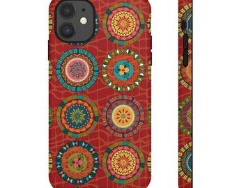 iPhone 11,  iPhone 11 Pro, iPhone 11 Tough Cases Blue Coral Green Yellow Circles Round Colors