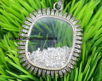 Pave Diamond Shaker Pendant | Handmade 925 Sterling Silver Natural Pave Diamond Pendant for Women | Jewelry Gift Birthday, Valentine's Day