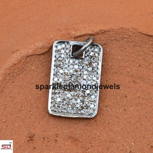 Diamond Silver Pendant, 925 Sterling Silver, Handmade Jewelry, Silver Charm Pendant, Minimalist Jewelry, Pave Diamond Charm, Gift For Her
