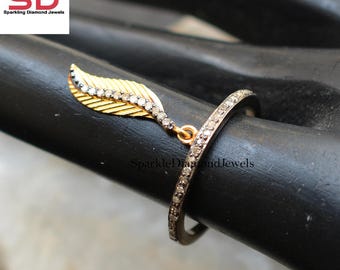 Connector Ring, Pave Diamond Ring, Gold Plated Jewelry, 925 Sterling Silver Ring, Pave Diamond Jewelry, Jewelry Gift, Pave Diamond Ring