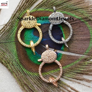 Both Side Pave Diamond Lock, Gold Plated Jewelry, 925 Sterling Silver Clasp, Handmade Jewelry, Diamond Finding Lock, Spring Clasp Lock