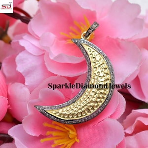 Crescent Moon Pendant, 925 Sterling Silver Moon Pendant Jewelry, 14k Yellow Gold Vermeil, Handmade Jewelry Gifts