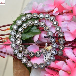 Polki Diamond Necklace & Earrings Set, Pave Diamond Jewelry, 925 Sterling Silver Earrings Jewelry Set, Women Jewelry Gifts, image 5