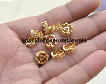 Genuine Pave Diamond Beads, 925 Silver Wheel Beads, Gold Vermeil Jewelry, Diamond Silver Finding, Jewelry Making, 10 MM Finding Beads,