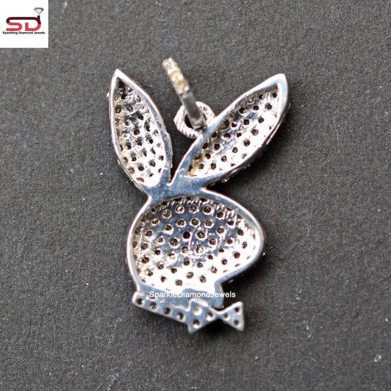 Playboy Necklace Pendant, 925 Sterling Silver Jewelry, Pave