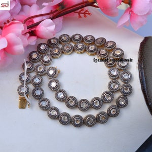 Polki Diamond Necklace & Earrings Set, Pave Diamond Jewelry, 925 Sterling Silver Earrings Jewelry Set, Women Jewelry Gifts, image 4