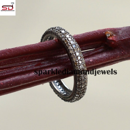 Pave Diamond Band Ring, 925 Sterling shops Silver Jewelry, Rhodium Plated Jewelry, Genuine Diamond Jewelry, Wedding Band Ring, Anniversary Gift