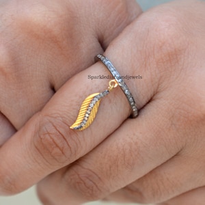 Connector Ring, Pave Diamond Ring, Gold Plated Jewelry, 925 Sterling Silver Ring, Pave Diamond Jewelry, Birthday Gift Jewelry