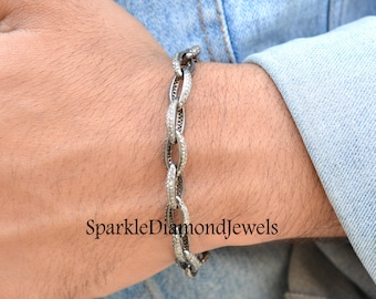 Pave Diamond Bracelet Jewelry, Diamond Clasp Lock Bracelet, 925 Sterling Silver Diamond Bracelet, Adjustable Bracelet Handmade Jewelry