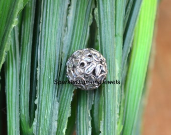 Espaciador redondo Cuentas de diamantes Cuentas de búsqueda de diamantes Plata de ley 925 Cuentas de diamantes de polki de corte natural, accesorios de joyería hechos a mano