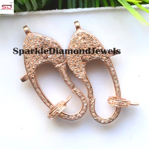 Claps Lock Pave Diamond Clasp Lock, 925 Silver Finding Lock Diamond 14k Gold Vermeil Lobster Clasp Lock, Finding Clasp, Jewelry Accessories