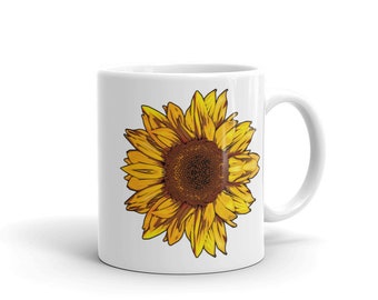 Sunflower White glossy mug