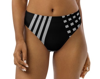 Geometric print high-waisted bikini bottom