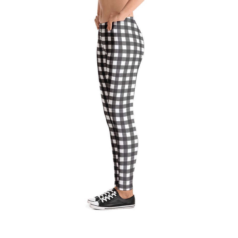 Black and White Buffalo Plaid Leggings 