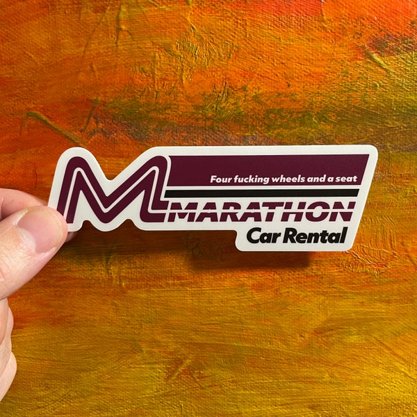 Marathon Car Rental Laptop Sticker | Planes, Trains and Automobiles Movie Sticker | Water Bottle Sticker | Waterproof