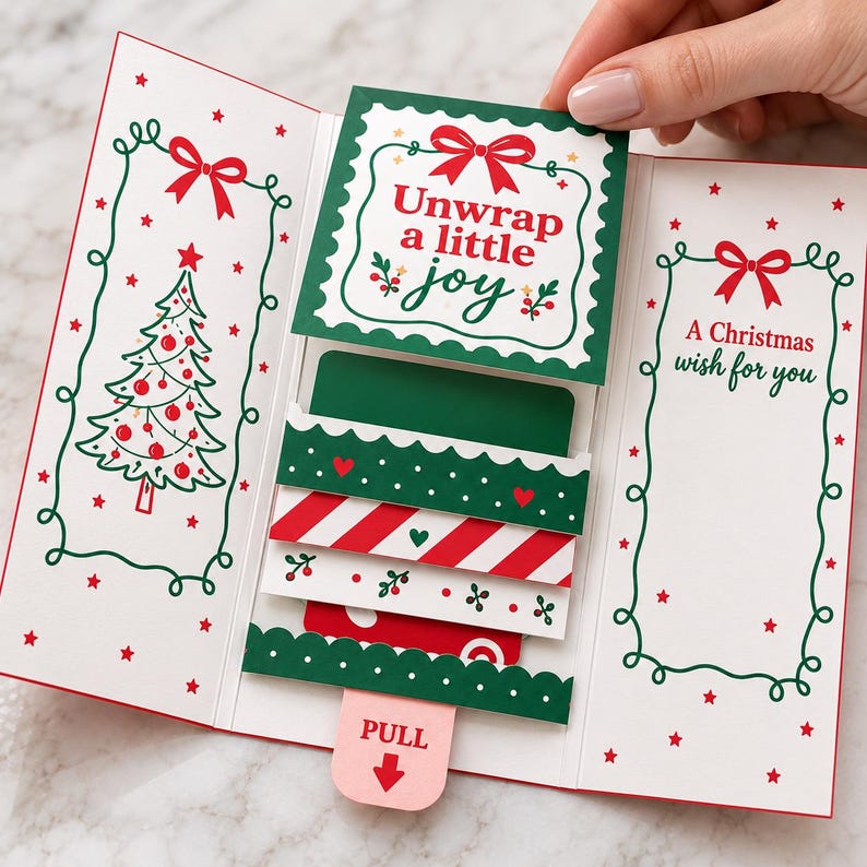 Personalized Christmas Waterfall Gift Card Holder, Pull-tab Money Gift ...