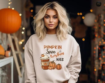 Herfst T-shirt, Pumpkin Spice en alles leuk, Thanksgiving Pumpkin Sweatshirt, Herfst Hoodie, Fall Pumpkins Trui, PSL Lover Tee Shirt