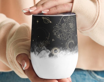 Celestial Wine Tumbler, Mystical Cup, Moon And Sun Wine Tumbler, To Go Wine Tumbler, Mystical Gifts, Celestial To Go Cup, Cute Gifts For Her