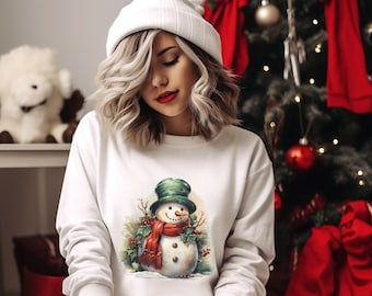 Weihnachten Schneemann Sweatshirt, Weihnachten Hoodie, Schneemann Shirt, Schneemann T-Shirt, Weihnachten Rundhalsausschnitt, Weihnachtshemden für Frauen