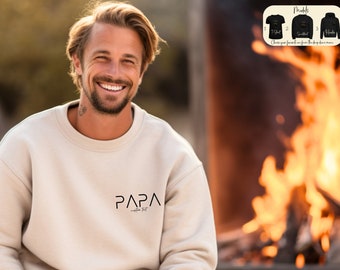 Personalisiertes Papa Sweatshirt, modernes Papa T-Shirt, Vatertagsgeschenk, benutzerdefinierter Name Papa Hoodie, Schwangerschaftsankündigung, neuer Vater 2024 Geschenk