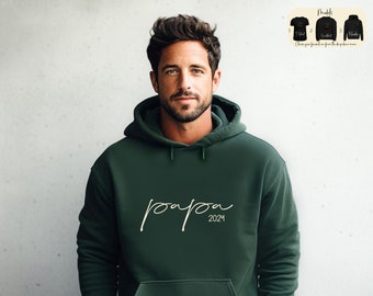 Personalisiertes Papa-Sweatshirt, Papa-T-Shirt, Vatertagsgeschenk, individueller Namens-Papa-Hoodie, Schwangerschaftsankündigung, neues Papa-Geschenk, Papa-zu-sein-Geschenke