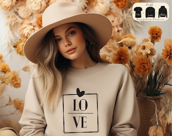 T-shirt Saint-Valentin, cadeaux Saint-Valentin pour elle, sweat-shirt Love, sweat à capuche coeur, t-shirt Love, pull minimaliste, cadeaux Saint-Valentin pour elle