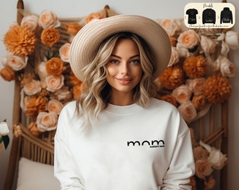 Mom Est 2024 Sweatshirt, Mother&#39;s Day Shirt, Gift for Mom T-Shirt, Minimalist Gift Sweater, Birthday Gift, Pregnancy Announcement Hoodie