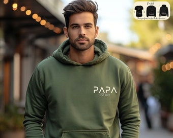 Gepersonaliseerde papa sweatshirt, papa T-shirt, vaderdagcadeau, aangepaste naam papa hoodie, zwangerschap aankondiging, nieuwe papa cadeau, papa 2024 shirt