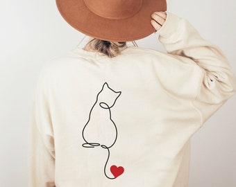 Minimalistisches Katzen-T-Shirt, Katzenliebhaber-Sweatshirt, Geschenke für Katzenliebhaber, Geschenk für Katzenliebhaber, Tierliebhaber-T-Shirt, Katzenliebhaber-Hoodie, Katzenbesitzer-Shirt