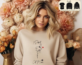 Camicia mamma gatto, felpa gatto, t-shirt gatto, camicia per mamma gatto, camicia per amante dei gatti, maglione mamma gatto, felpa con cappuccio gatto carino, regali per gli amanti dei gatti