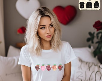 Sudadera de fresa, sudadera con capucha de fresa, camiseta de fresas cubiertas de chocolate, sudadera de mujer para el día de San Valentín, camiseta de frutas