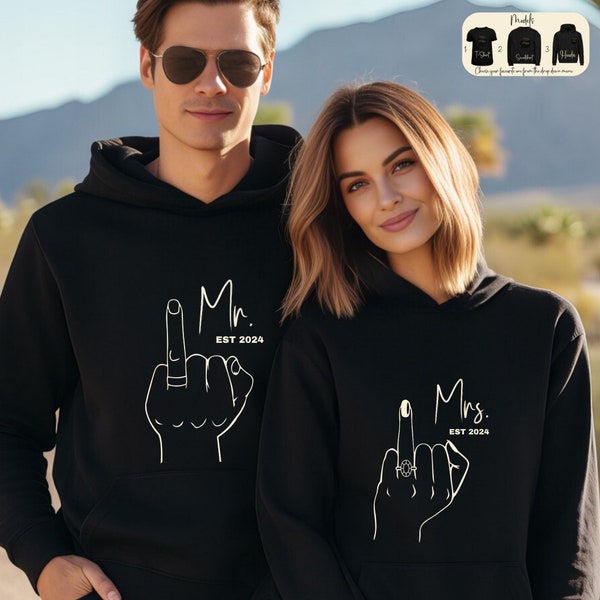 Sweat à capuche Mr et Mme Bride Groom, sweat-shirt mariage mariée, cadeau pour le marié, cadeau shower nuptiale, cadeau mari et femme, t-shirts pour couples