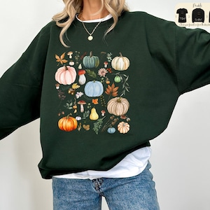 Autumn T-shirt Pastel Pumpkins, Pumpkin Sweatshirt, Boho Autumn Clothing, Autumn Shirt, Autumn Motif Hoodie, Cottagecore Style Sweater