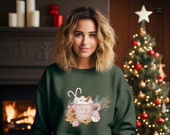 Sweat-shirt café de Noël, T-shirt de Noël, Chemise de Noël, Cadeau pour amateur de café, Sweat à capuche bonhomme de neige de Noël d'hiver, T-shirt amateur de café latte