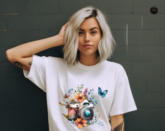 Vintage Camera Sweatshirt, Floral Camera Sweater, Photographer Sweatshirt, Photography Gift, Camera T Shirt, Photography Lover Shirt