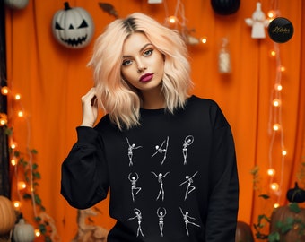 Dancing Skeleton Halloween Sweatshirt, Retro Fall Shirt