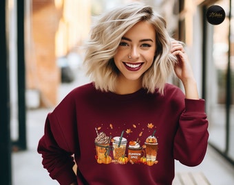 Fall Coffee Hoodie, Cute Pumpkin Spice Latte Sweatshirt, Thanksgiving Gift Idea, Autumn Pumpkin T-Shirt, PSL Lover Sweater, Fall Cozy Shirt