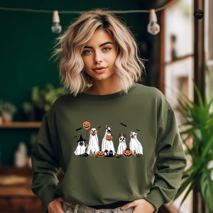 Halloween Sweatshirt,Halloween Sweater,Ghost Sweatshirt,Halloween Dog Sweatshirt,Ghost Dog Shirt,2023 Happy Halloween,Retro Spooky Season