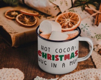 Just A Who Loves Christmas Enamel Mugs Coffee Cups Xmas Party Wine Dessert  Cocoa Chocolate Handle Cup Gifts for Family Friends