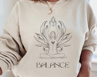 Minimalist Sweatshirt, Balance Shirt, Spiritual Hoodie, Yoga Shirt, Balance Sweatshirt, Yoga Hoodie, Faith Gifts For Her, Buddhist Tee